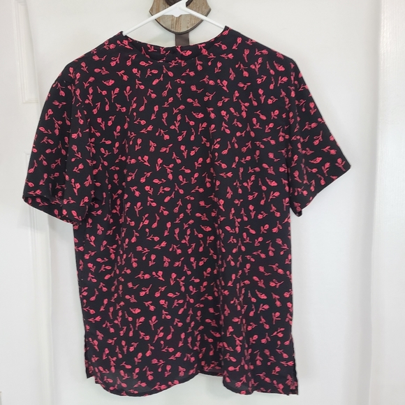 Black Roses Woman's Short Sleeve Blouse, Size: Medium Color: Black - Picture 5 of 11